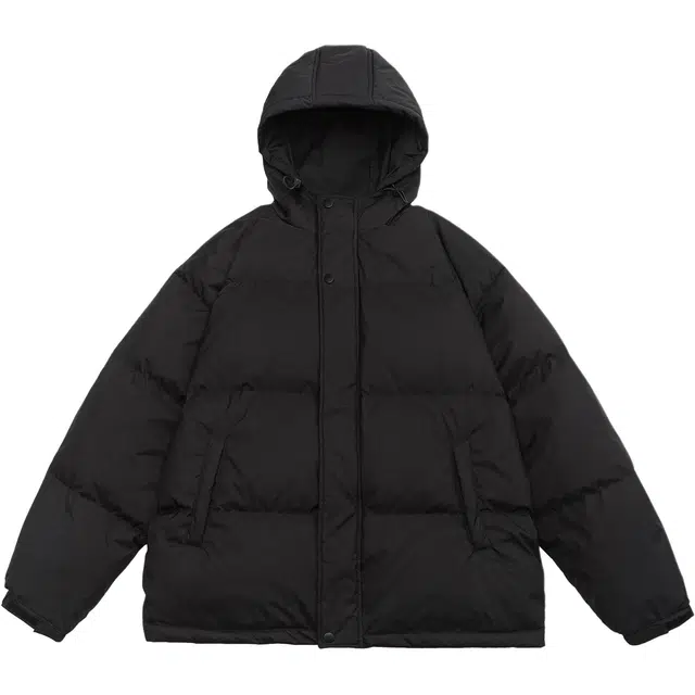 美式复古简约保暖连帽百搭上衣外套羽绒服 男款