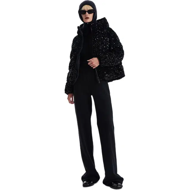 MEFUR Velvet Sequin Hoodie Down Jacket