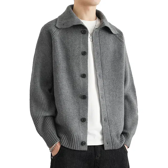 百胜狐 百胜狐男春秋季潮牌宽松休闲男青少年潮流百搭长袖上衣外套针织衫 男款