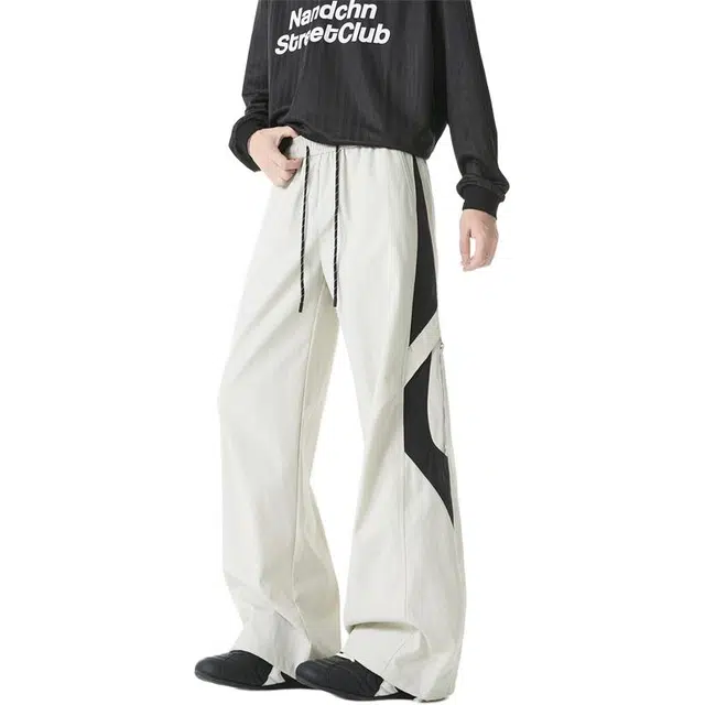 顶峰保罗 美式高街潮牌宽松直筒阔腿运动长裤青少年春秋穿搭通勤潮流百搭情侣款休闲裤 男女同款