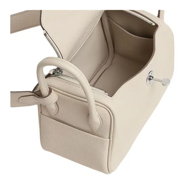 HERMES Lindy Taurillon Clemence 10 Craie