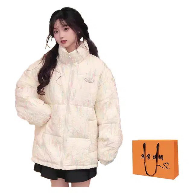 丝絮丝绸 冬季奶呼呼宽松学院风外套韩系棉服 女款