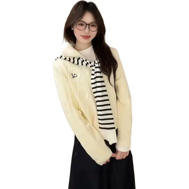 黛尔佳人 带披肩针织毛衣慵懒风修身显瘦百搭上衣外套卫衣 女款