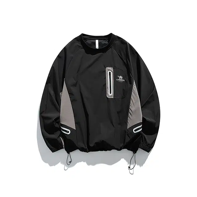 领航骆驼 户外运动骑行轻薄透气吸汗去污耐摩擦速干立体宽松裁剪舒适美式复古长袖套头   卫衣 男女同款