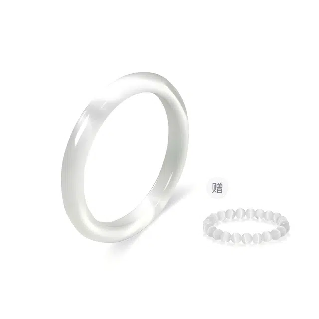 匠锁心玉 白月光 新中式 国潮 小众年轻平安 玉石手饰饰品 汉服旗袍 清冷感 猫眼石 手镯 女款