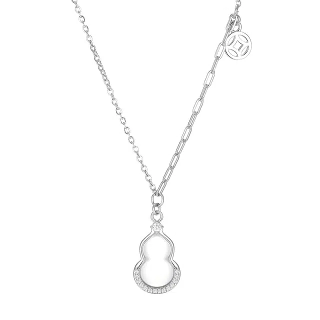 珂里 金钱葫芦 国潮新中式福禄双全福气满满小众轻奢高级感锁骨链毛衣链#好运 合成立方氧化锆 项链 女款