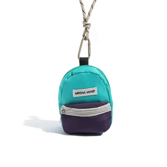 心水好物 潮牌撞色书包零钱包迷你钥匙扣便携耳机证件收纳小包挂饰 涤纶 挂件 男女同款情侣款