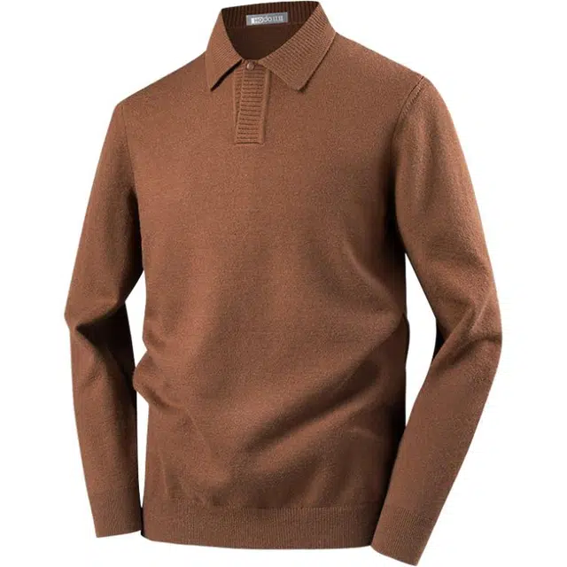 红豆 轻奢含羊毛翻领秋冬柔软贴身保暖针织衫商务休闲打底衫上衣毛衣 男款