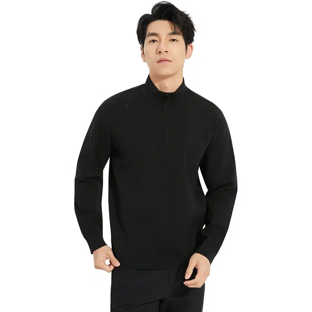利郎 时尚都市半高领拉链质感百搭纯色长袖秋季针织衫 男款