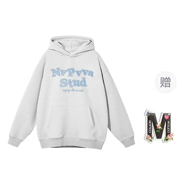 棉购 重磅刺绣潮流连帽春秋秋冬宽松加厚慵懒风上衣卫衣 男女同款