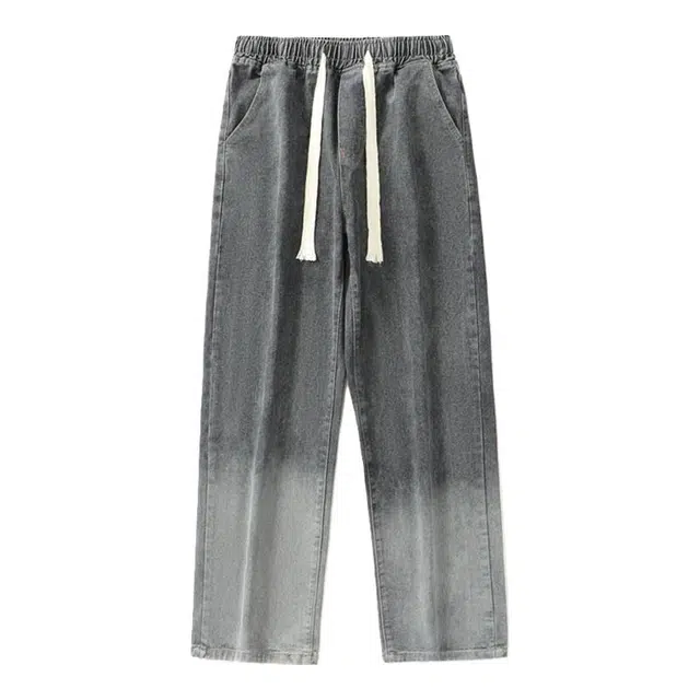 海尔斯 休闲舒适百搭潮牌渐变系带牛仔裤 男款