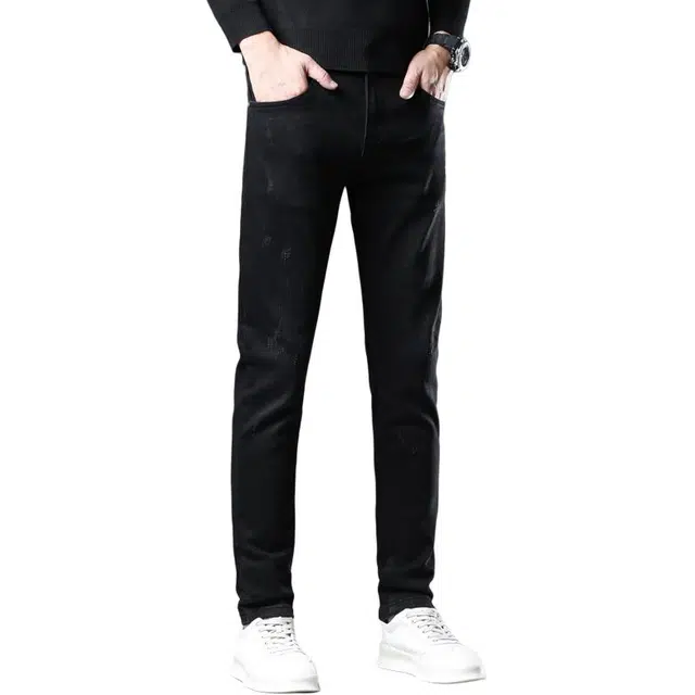 吉肯蒂 潮牌长裤男修身弹力小脚裤休闲男牛仔裤 男款