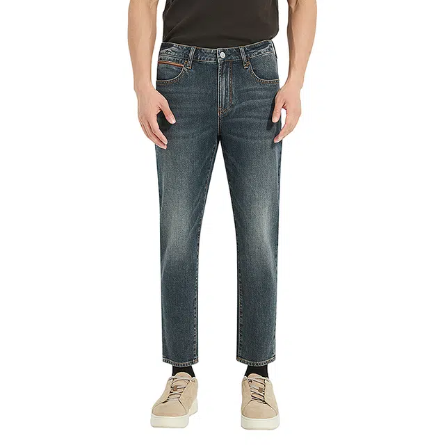 利郎 时尚都市水洗磨白混纺质感百搭牛仔裤 男款