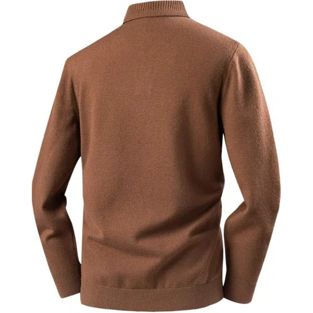 红豆 轻奢含羊毛翻领秋冬柔软贴身保暖针织衫商务休闲打底衫上衣毛衣 男款