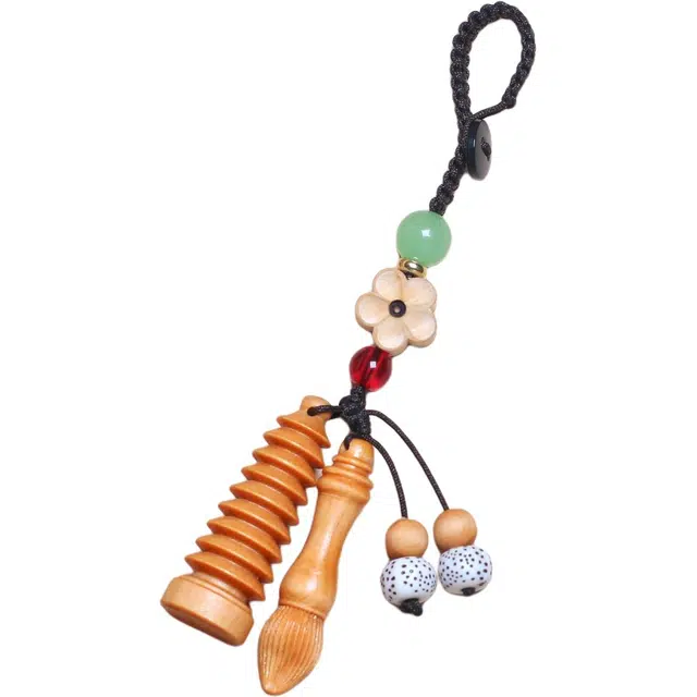 得笙陌 金榜题名钥匙扣吉祥挂饰转运文玩饰品#好运 崖柏 木作挂件 男女同款情侣款