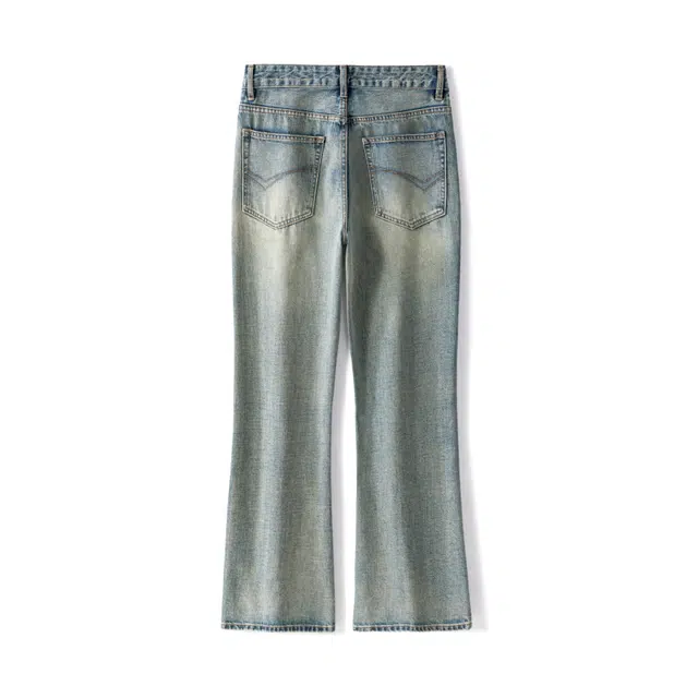 下层基础 美式巴黎薄款微喇简约柔感不硬舒适亲肤微弹高街感窄版感设计中腰出街通勤休闲百搭水洗牛仔裤 男女同款