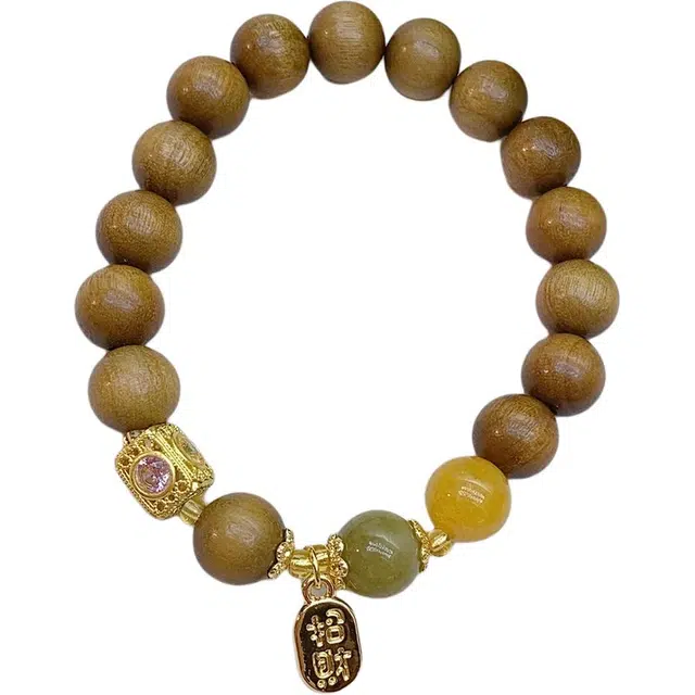 得笙陌 金丝楠招财纳福女神气质手链文玩小众新中式手持串 楠木 木作手串 女款