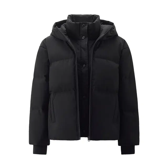 佐丹奴 云朵泡芙假两件立领连帽外套羽绒服 女款