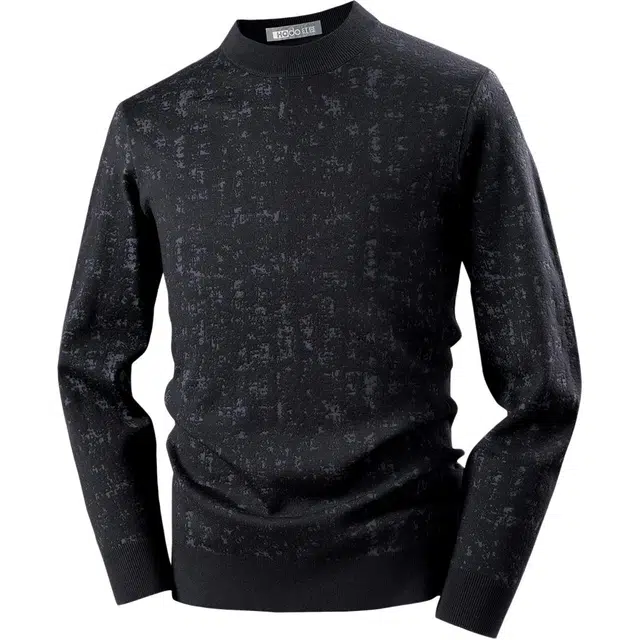 红豆 含羊毛桑蚕丝不规则提花个性不撞衫秋冬保暖打底针织衫上衣毛衣 男款