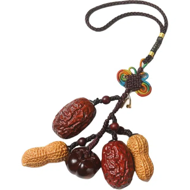 得笙陌 好柿枣花生车挂（好事早发生）#好运 崖柏 木作挂件 男女同款情侣款