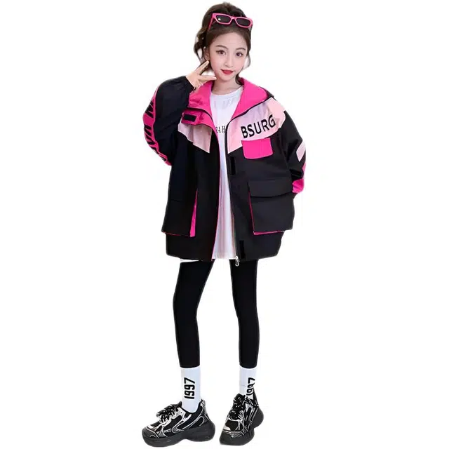 木木兔夹克 潮流时尚女大童外套 潮酷百搭时髦洋气 宽松舒适街头风女孩防风 青少年