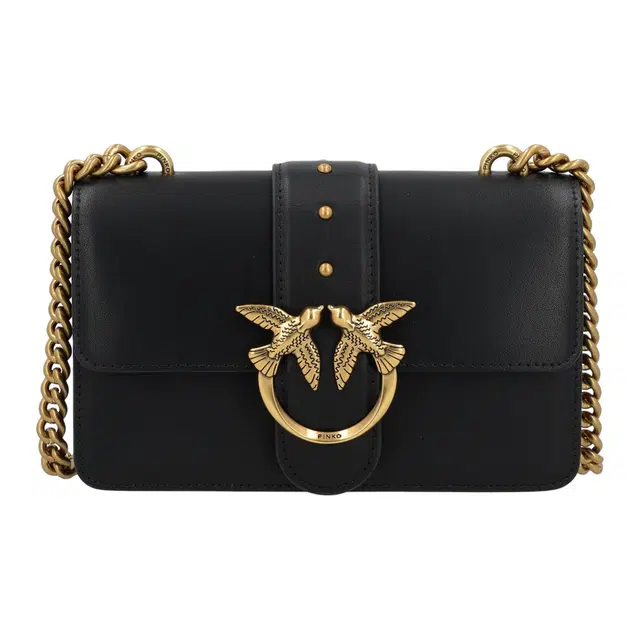 PINKO Classic Bird Buckle Chain Shoulder Bag Black