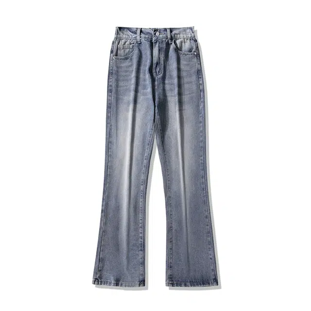 海尔斯 复古港风微喇宽松牛仔裤 男女同款