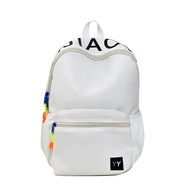 單倉 简约潮流设计学院风通勤百搭背包初高中学生大容量轻便耐磨书包 尼龙 双肩包 常规 男女同款情侣款 白色/粉色/蓝色/黑色