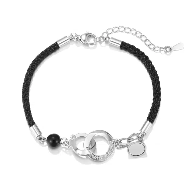 珂里 龙凤双环一对情侣款莫比乌斯环小众设计感轻奢环环相扣手饰#好运 合成立方氧化锆 手链 男女同款情侣款