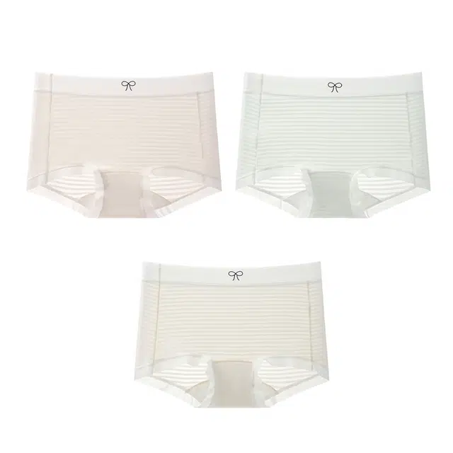 慕梵度 冰丝凉感无痕中腰抗菌速干超薄舒适透气不卡档女士三角内裤 女款 三条装