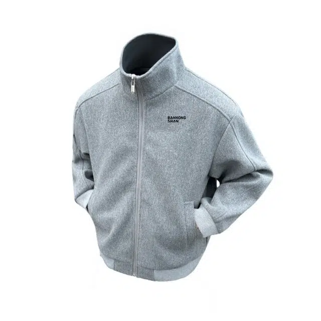 半空山 美式复古高街纯色解构拼接毛呢高级质感飞行员潮流时尚百搭舒适工装小众日常通勤夹克外套 男女同款