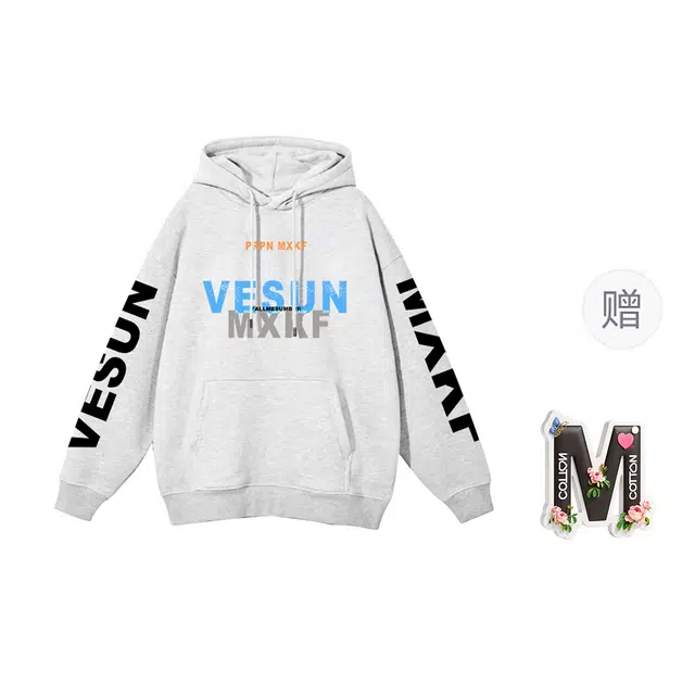 棉购 潮流设计感美式复古印花秋冬慵懒百搭情侣连帽外套卫衣 男女同款