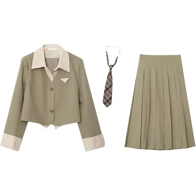 惟友 大码女装秋款秋装胖妹妹显瘦穿搭胖妹妹胖女生裙装套装 女款 院风设计感减龄