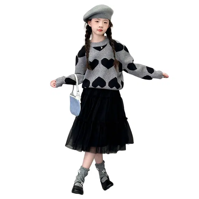 蓝彩何毛衣 女童春秋冬款洋气衣服女孩打底衫中大儿童加厚针织时髦上衣潮