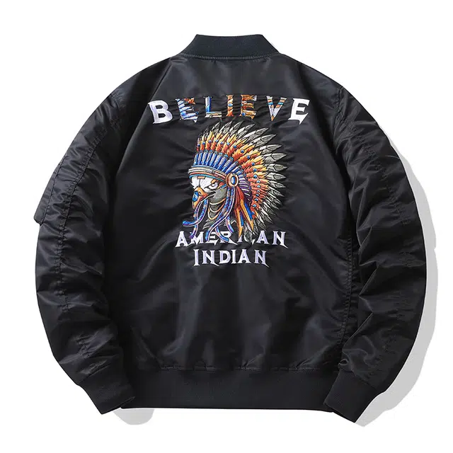 北极绒 秋冬季空军飞行员时尚刺绣棒球服青年帅气工装服外套 夹克 男款