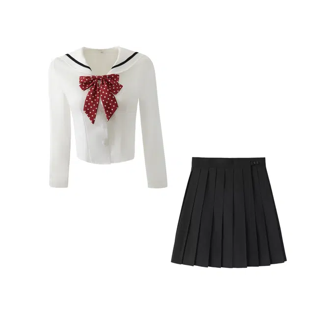 花山家的猫 校园风校供感日系基础款海军领收腰长袖水手服制服 女款