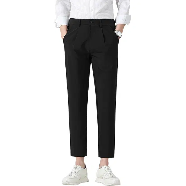 袋鼠 都市经典款轻商务轻奢修身直筒户外日常通勤正装抗皱免烫易打理中腰休闲西装裤 男女同款