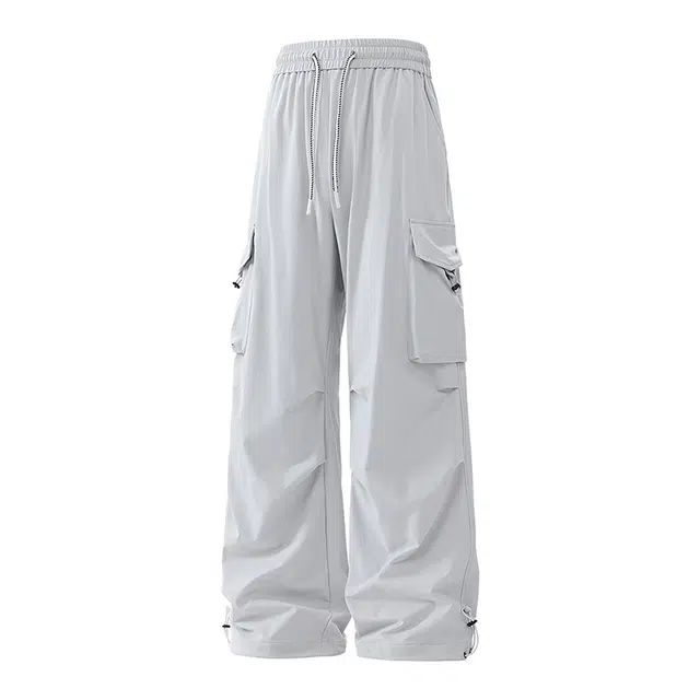 海尔斯 时尚百搭纯色中腰宽松直筒系带休闲裤 男款