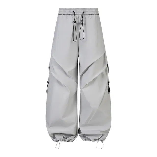 海尔斯 锋裤复古街头速干褶皱宽松直筒休闲裤 男女同款