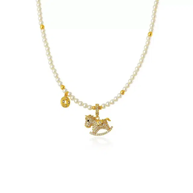 素 马上有钱小众设计感个性追梦小马珠珠气质百搭 铜合金 项链 女款