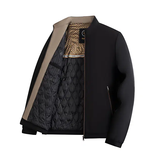 卡丹狄诺 加棉加厚秋冬季保暖简约防风纯色舒适百搭立领轻商务休闲黑金棉服行政夹克外套 男款