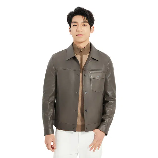 利郎 时尚都市云雾皮简约质感皮衣 男款
