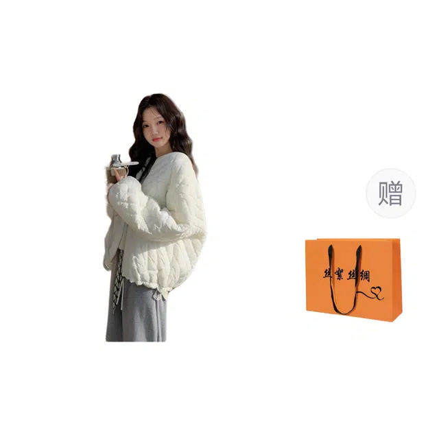 丝絮丝绸 韩版防风雾面软糯保暖菱格拉链棉服 女款