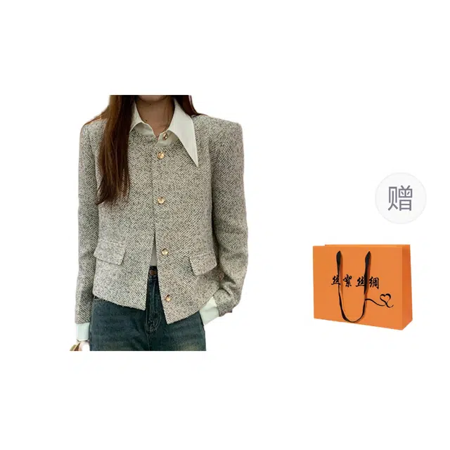 丝絮丝绸 小香风气质粗花呢高级上衣截短外套 女款