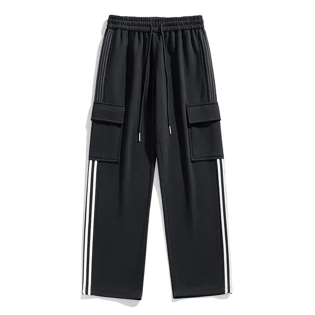 海尔斯 简约高街舒适中腰直筒宽松系带休闲裤 男款