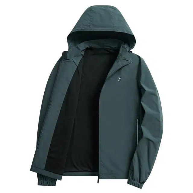 与狼共舞 时尚轻户外垂感挺括连帽纯色简约防风防水休闲通勤百搭夹克外套 男款