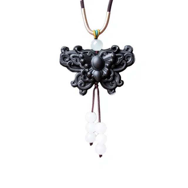 物㯖 新中式文玩香韵随身简约设计古典时尚百搭新宠勃挂配饰手工雕花蝴蝶招财纳福#好运固化稳定木 合香珠 项链 男女同款情侣款