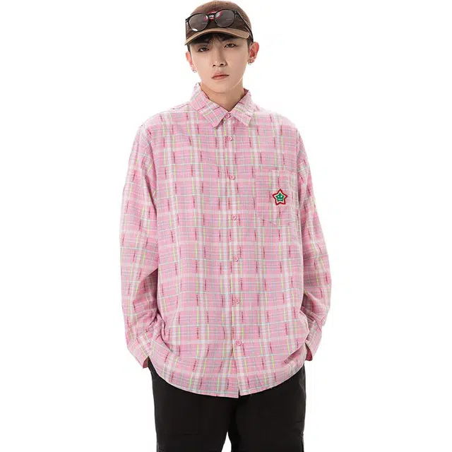 佐菲利 美式格子潮牌情侣装休闲长袖衬衣少年感百搭外套衬衫 男女同款