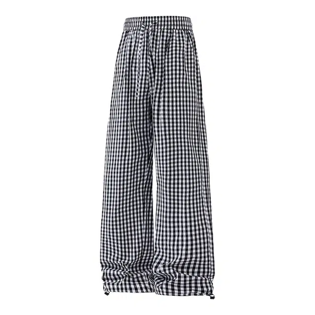 海尔斯 夏季阔腿格子裤长裤直筒宽松休闲裤 男款