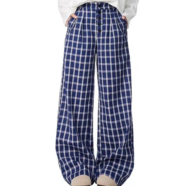 苏九儿 潮牌小众排扣设计直筒阔腿拖地休闲裤 女款